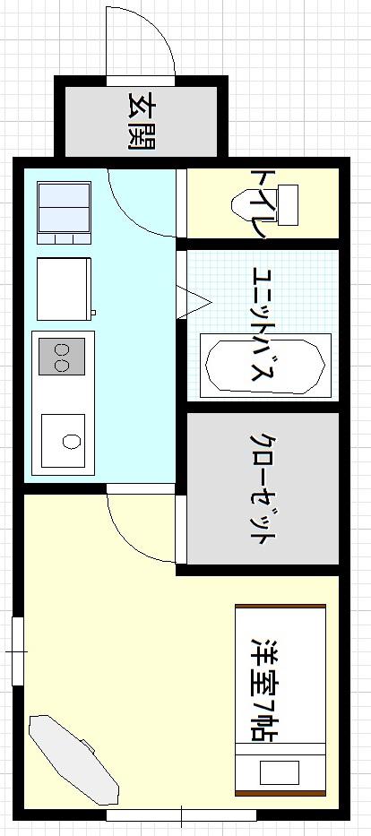 セイブステイツ野並(1K/4階)の間取り写真