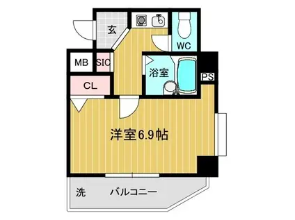 サンライズ長田(1K/2階)の間取り写真