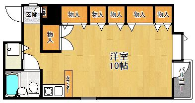 YAMATOCHI甲風園(ワンルーム/3階)の間取り写真
