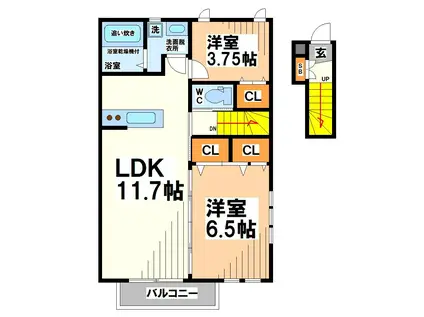 カーサフレスコ 当社管理物件(2LDK/2階)の間取り写真