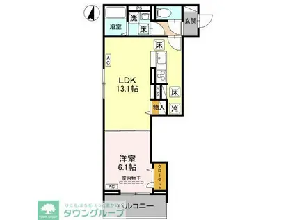 BEL CUORE YONO(1LDK/1階)の間取り写真