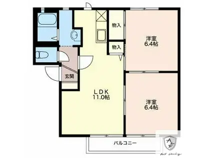 フローラE(2LDK/1階)の間取り写真