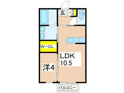 AMBER B(1LDK/2階)の間取り写真