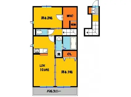 クレインVI(2LDK/2階)の間取り写真