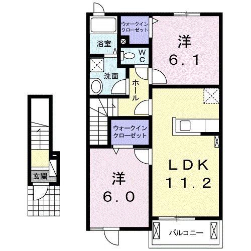 グレースリンクA(2LDK/2階)の間取り写真