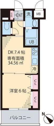 ルーチェ茗荷谷(1DK/6階)の間取り写真