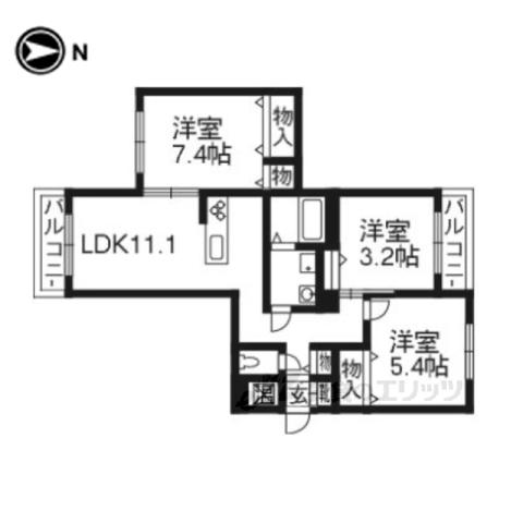 シャーメゾン伏見桂川(3LDK/2階)の間取り写真