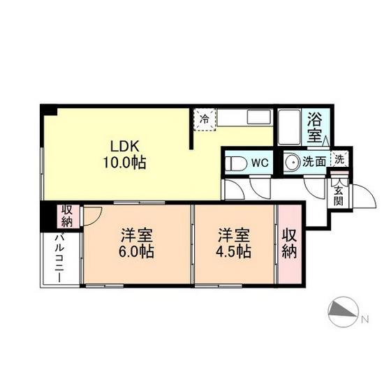 ベルトピア富山I(2LDK/5階)の間取り写真