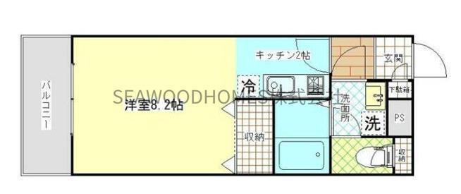 プリミエールアイ(1K/2階)の間取り写真