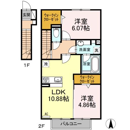ELVITA(2LDK/2階)の間取り写真