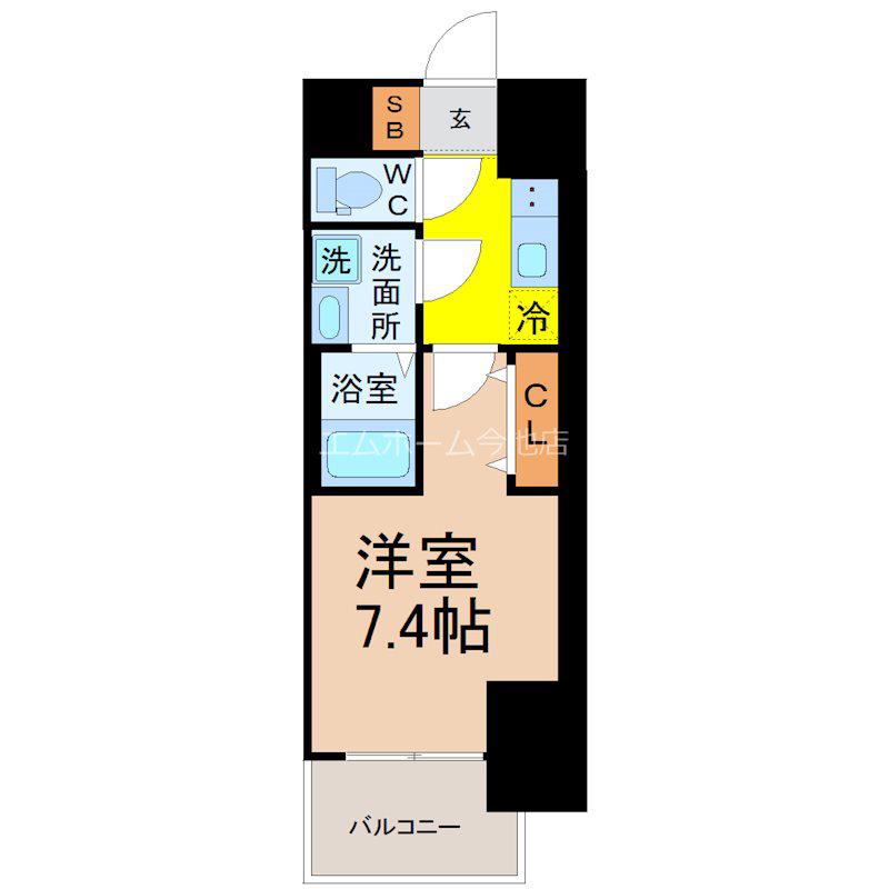 S-RESIDENCE堀田ノース(1K/13階)の間取り写真