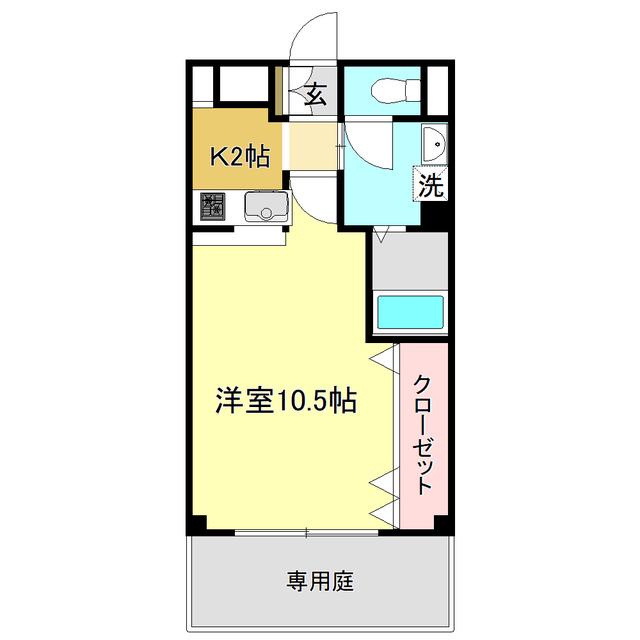 フォブールわげん(1K/2階)の間取り写真