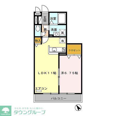 フォリオ春日部(1LDK/2階)の間取り写真