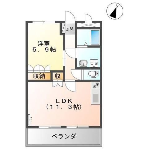 グレイスイサキ(1LDK/1階)の間取り写真