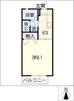 プリマベーラ B棟(1K/1階)の間取り写真