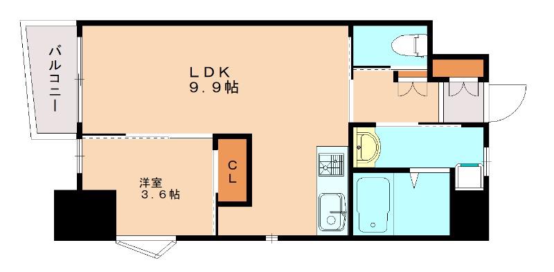 MGA城内(1LDK/9階)の間取り写真