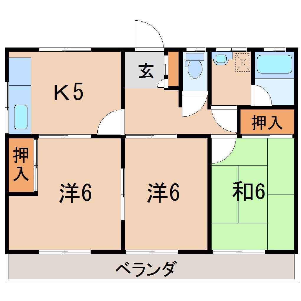 コーポFK A棟(3K/1階)の間取り写真