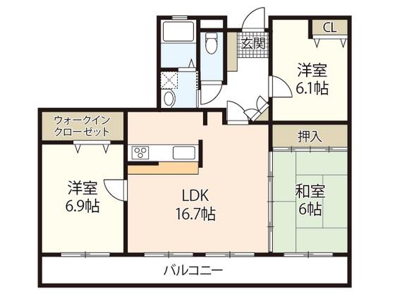 グリーンレジデンス(3LDK/2階)の間取り写真