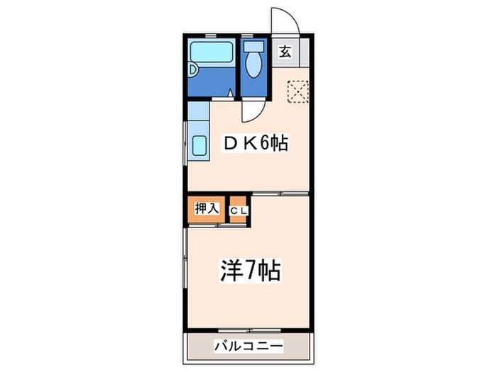 サンテラス(1DK/2階)の間取り写真