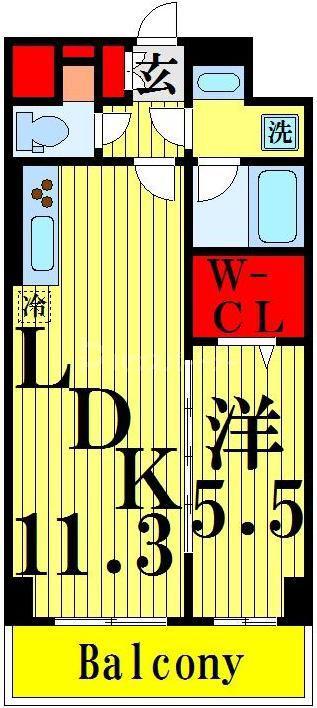 WHILE椿(1LDK/5階)の間取り写真