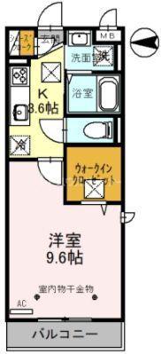 東武伊勢崎線 草加駅 徒歩5分 3階建 築6年(1K/2階)の間取り写真
