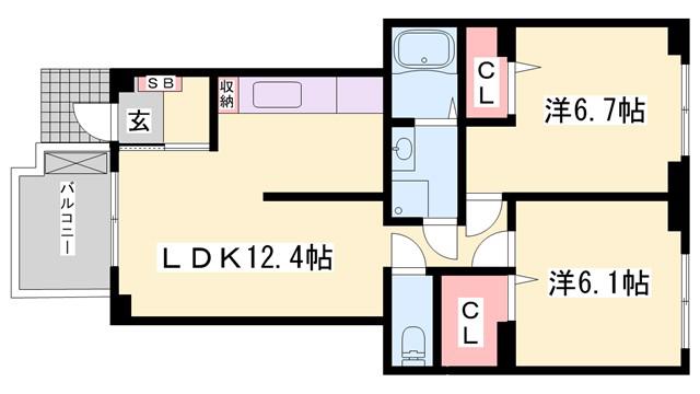 ロジュマンII(2LDK/1階)の間取り写真