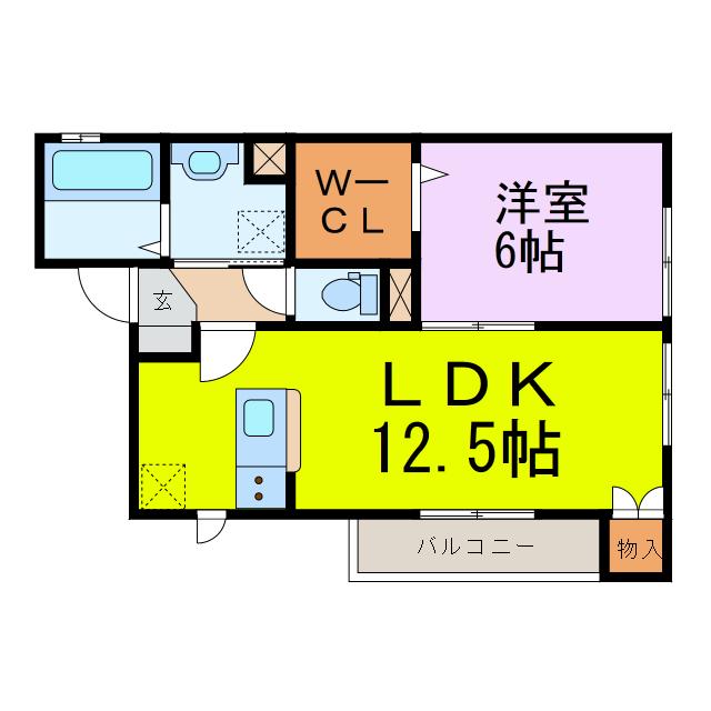 ボヌールMINAMI(1LDK/2階)の間取り写真