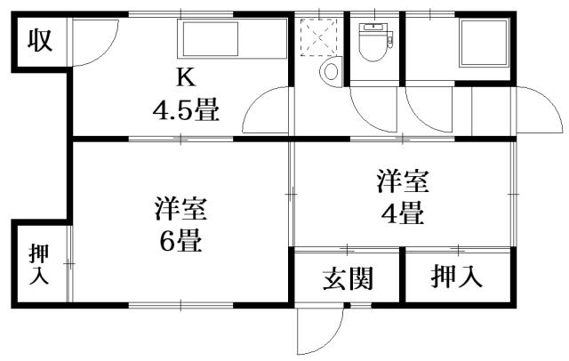 第3コーポ林荘(2K/1階)の間取り写真
