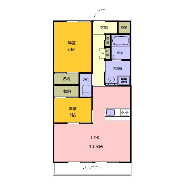 ドミール中津川(2LDK/1階)の間取り写真
