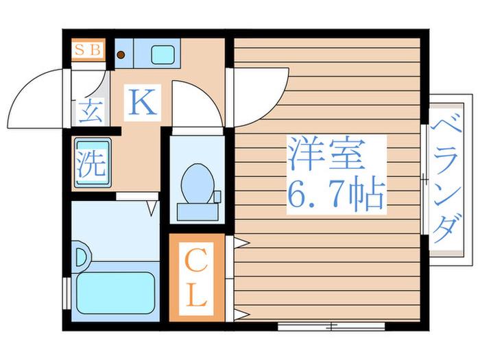 ハイムサツキB(1K/1階)の間取り写真
