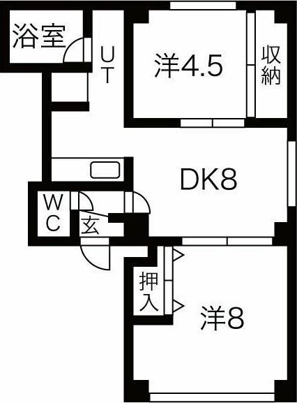 ノース266(2DK/4階)の間取り写真