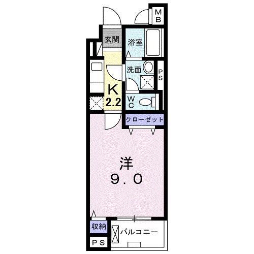 リズミン(1K/4階)の間取り写真