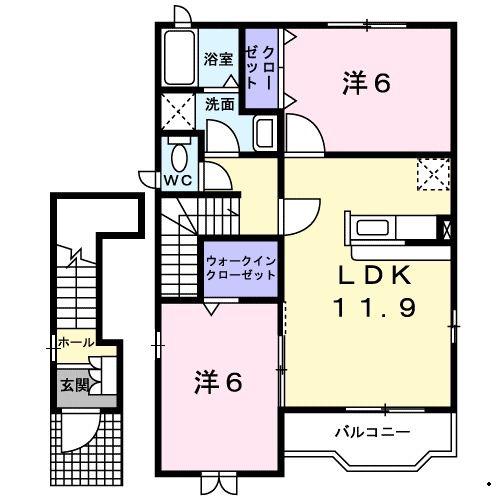 プリンセッサB(2LDK/2階)の間取り写真