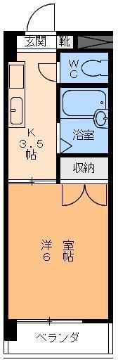 フレンド松山(1K/5階)の間取り写真