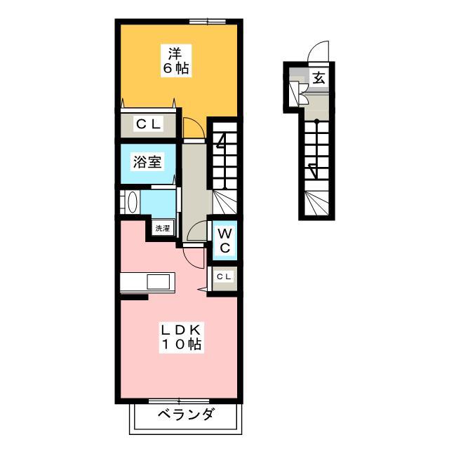 グラシアス(1LDK/2階)の間取り写真