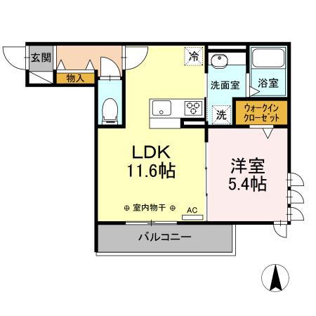 MAISON MINETTE(1LDK/2階)の間取り写真
