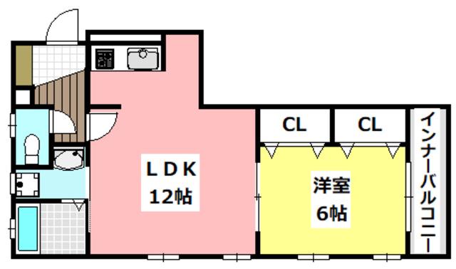 アネスティーコート(1LDK/1階)の間取り写真