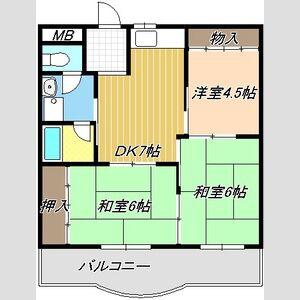 ハイツ幹(3DK/1階)の間取り写真