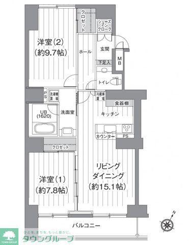 TS GARDEN北柏 2号棟(2LDK/9階)の間取り写真