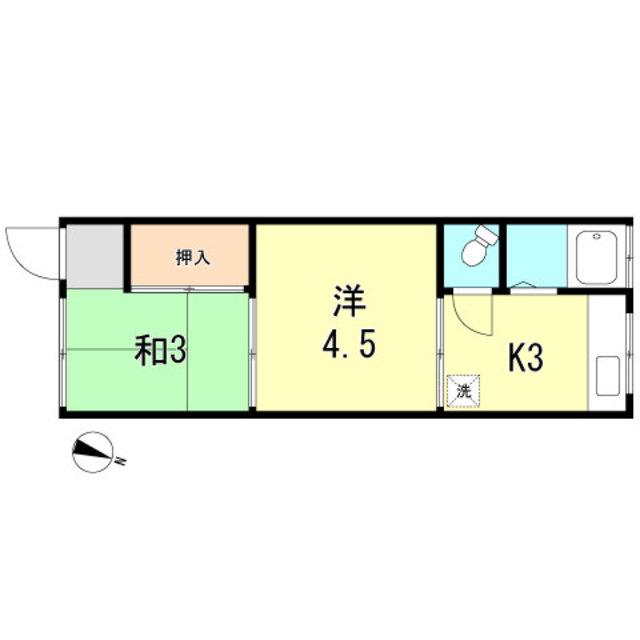 天神町ハイツ(2K/3階)の間取り写真