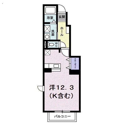 マガジーノクラII(ワンルーム/1階)の間取り写真