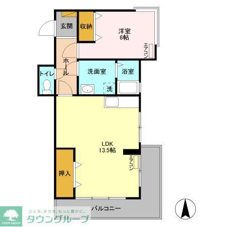 ビラフラワーヒル(1LDK/1階)の間取り写真