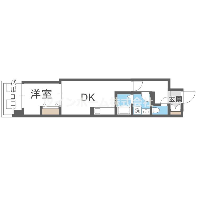 ALIVIS新町(1DK/9階)の間取り写真