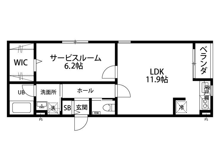 アジュール(1LDK/1階)の間取り写真