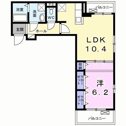 COCORO(1LDK/3階)の間取り写真