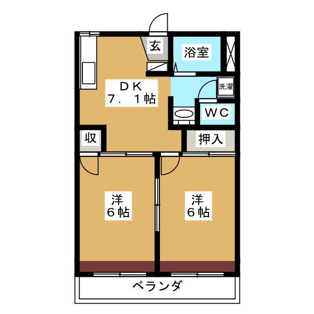 タカトハイツ矢部(2DK/2階)の間取り写真