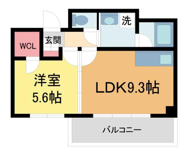 ブルーノ夙川 RESIDENCE(1LDK/3階)の間取り写真
