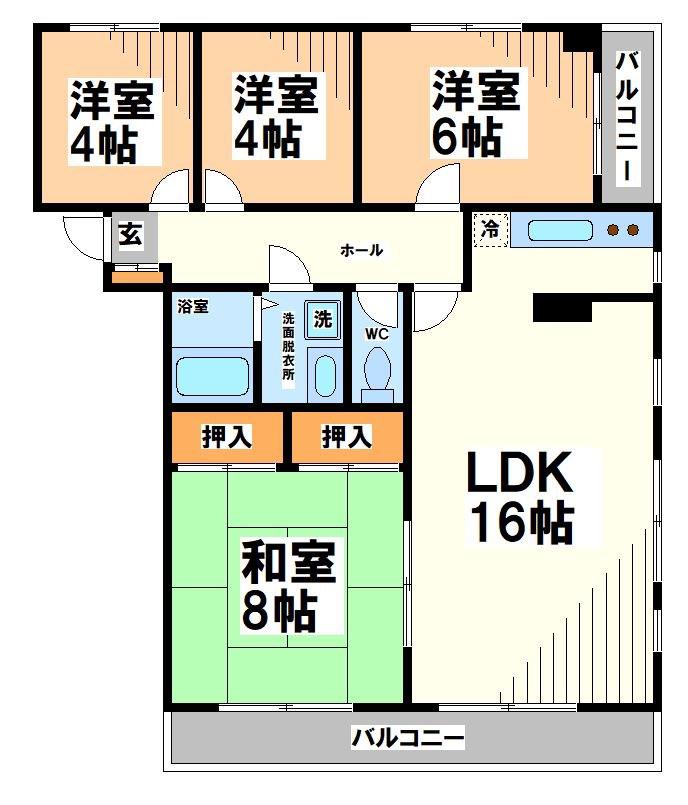 ケーワイヒルズ(4LDK/3階)の間取り写真
