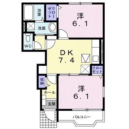 ファイン・ブリーズ(2DK/1階)の間取り写真