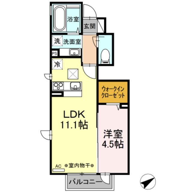 GLADIOLE・ISHII A棟(1LDK/1階)の間取り写真